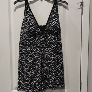 Black and White Polka Dot Women's Trimshaper Swimwear Plus Size 24W